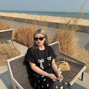 Polka Dot Black and White Color-Blocking Slim-Fit Women's Skirt - Versatile Spring and Summer Style, 2024 Niche Design, Y2K Fashion