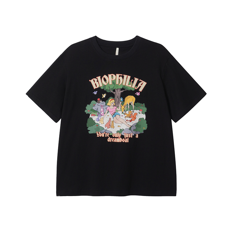 Printed Short Sleeve T-shirt for Women - Summer 2025 Pure Cotton Loose Fit, Ideal for Petite Sizes, Casual Everyday Style