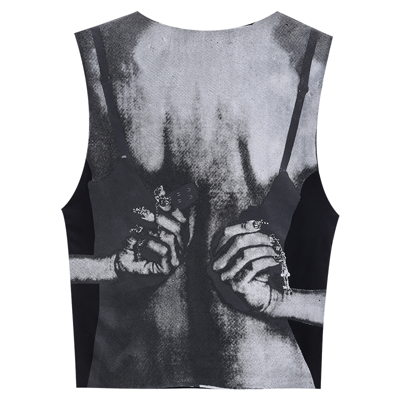 Rebellious Aesthetics Heavy-Duty Street Style Slim Fit Sleeveless Short Vest Top for Women, Y2K Inspired Outerwear