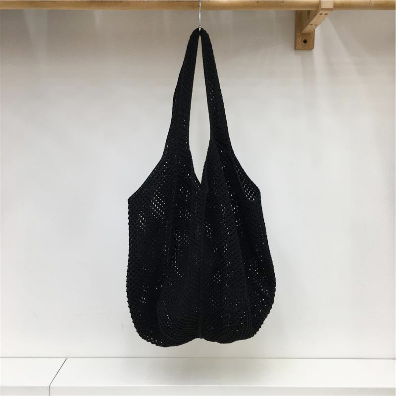 Red Large Hollow Woven Shoulder Bag - Casual Lazy Style, Handmade Korean Version 2025