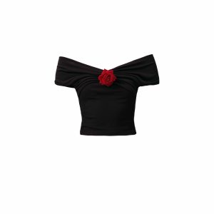Red Mill Pure Desire Knitted One-Shoulder Top and Vacation Two-Piece Set in Red - Trendy Summer Fashion for Stylish Getaways