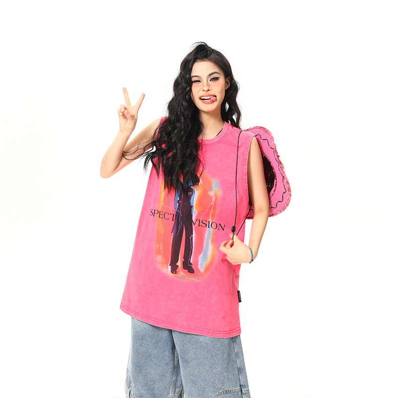 Retro American Sleeveless Vest for Summer - Trendy Street Style Shoulder Top in Wild A-Zi Design