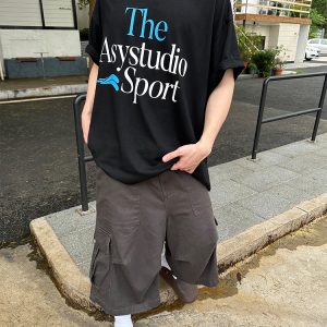 Retro American-Style Loose Wide-Leg Seven-Point Workwear Shorts for Men and Women - Trendy Summer Casual High-End Fashion
