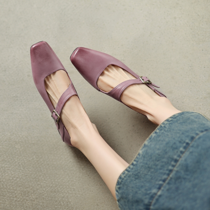 Retro Chinese Style Qipao Flat Mouth Single Shoes for Women - Sweet Slim Fit Genuine Leather Deer and Nara Literary Design