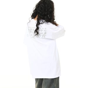 Retro Embroidered Letter Short-Sleeve T-Shirt for Men and Women, Oversized Couple Style, Vintage 90s American Fashion