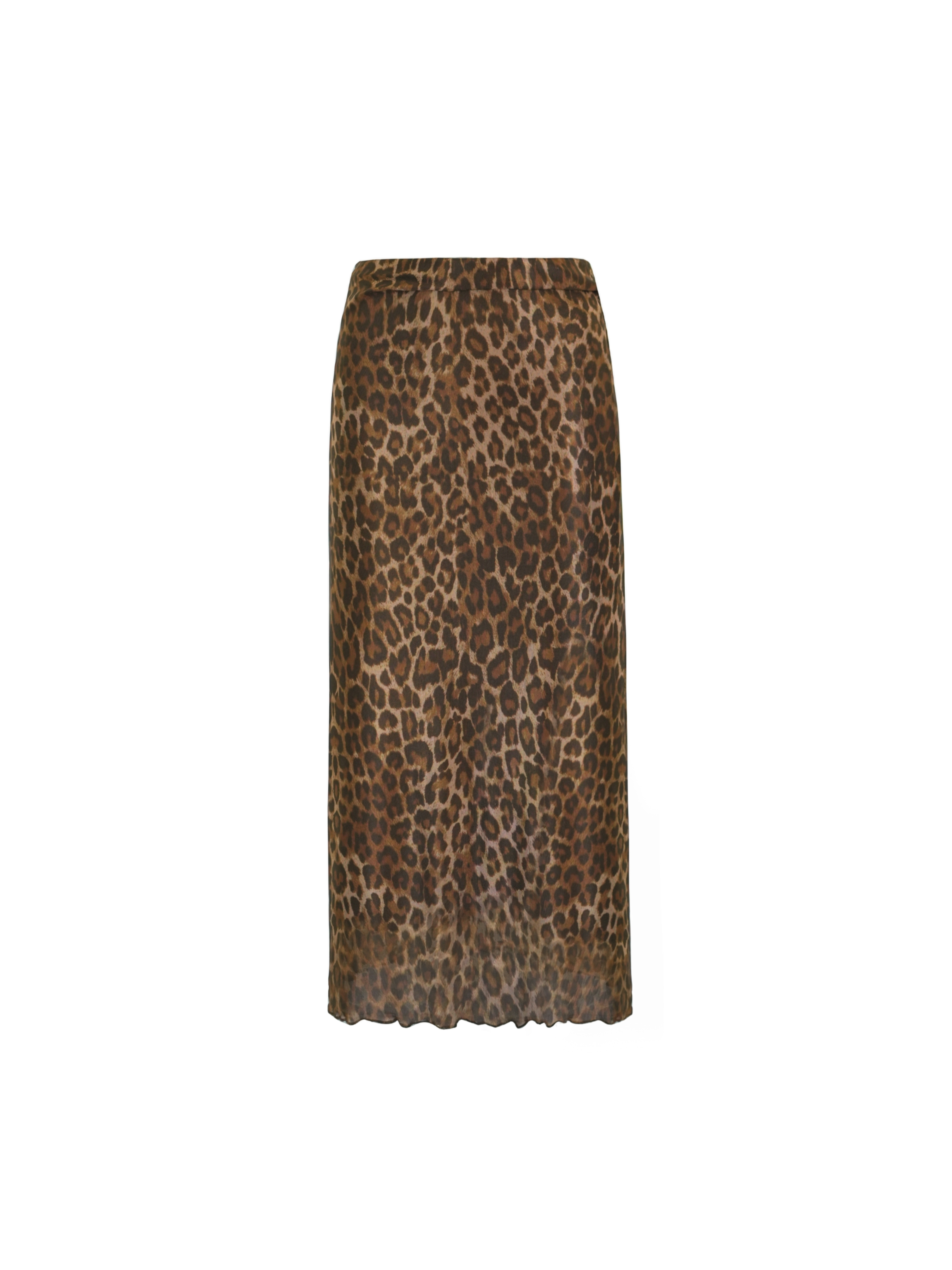 Retro Leopard Print Elastic Mesh Skirt - Y2K Inspired Fashion Statement