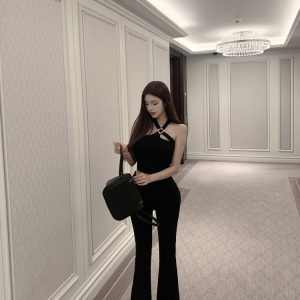 Sexy Cross-Neck Tank Top for Women with Built-In Padding - Fitted Design, Perfect for Y2K and Night Out Looks