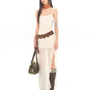 Sexy Ruffled Strap Mesh Hot Girl Dress - 2024 Summer Vietnamese Niche Design, Trendy Y2K Style