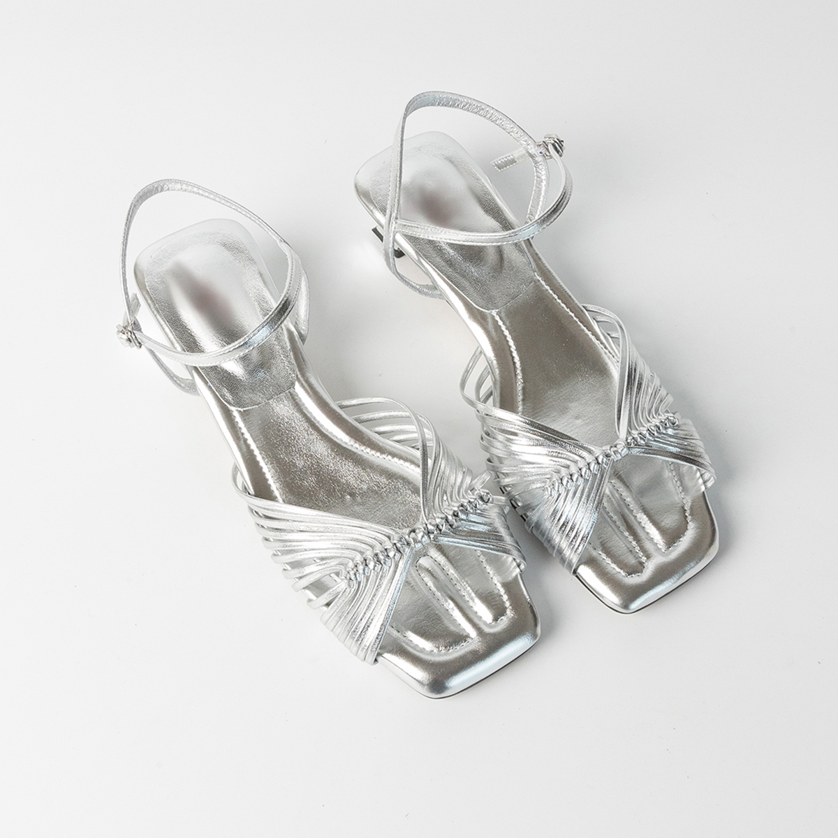 Sheepskin French Woven Vacation Sandals for Women - Comfortable Low Heel One-Strap Square Toe Elegant Heels