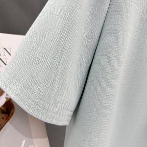 Sky Blue Korean-Style Short Sleeve Blazer for Women - Summer Lightweight Fashion Top, 2025 Trendy Socialite Wear
