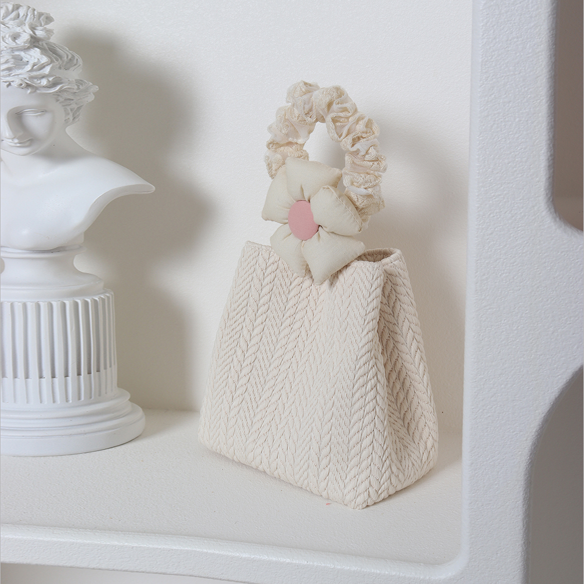 Soft Floral Woven Bucket Handbag - Cute 2024 Spring/Summer Crossbody Bag with Wheat Ear Design