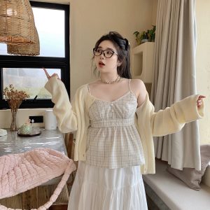 Soft-Focus Cloud Plus-Size Long Sleeve Cardigan - Moisturizing Milk Candy Smoothie Style for a Cozy Look