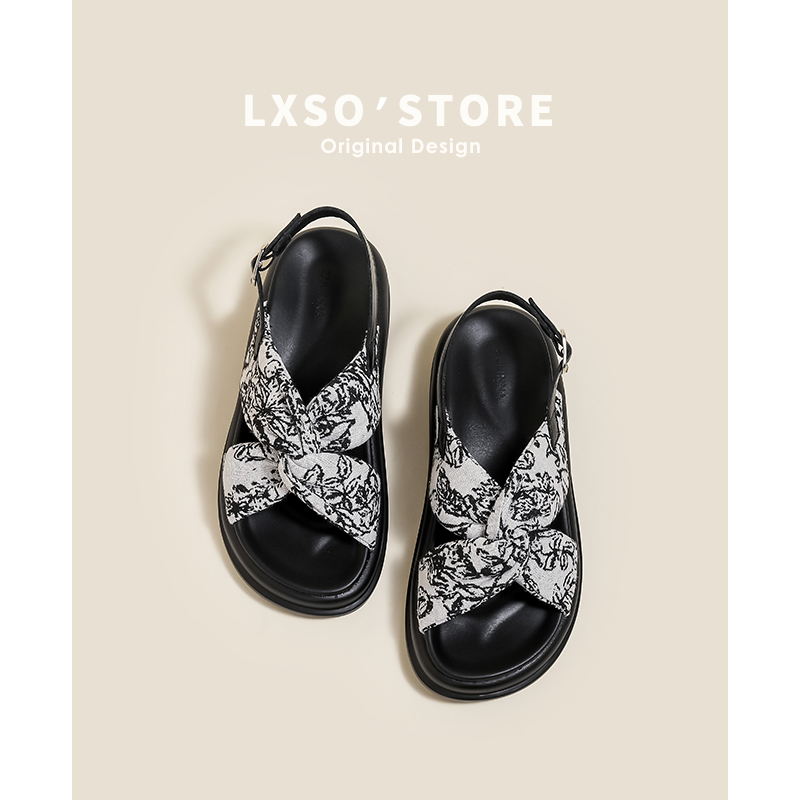 Soft-Soled Cross-Strap Sandals for Women - 2025 Summer Casual Beach Shoes, Thick-Soled Roman Flip-Flops, Trendy National Style