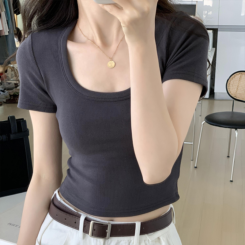 Spicy Girl Summer T-Shirt - Sweet and Stylish High-End Half Sleeve Shoulder Top for Trendy Looks