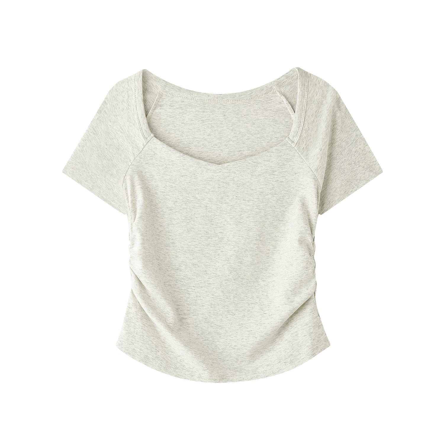 Square Neck Tie-Dye Short Sleeve T-Shirt - Elegant Women's Fitted Cotton Top for Effortless 90s Style