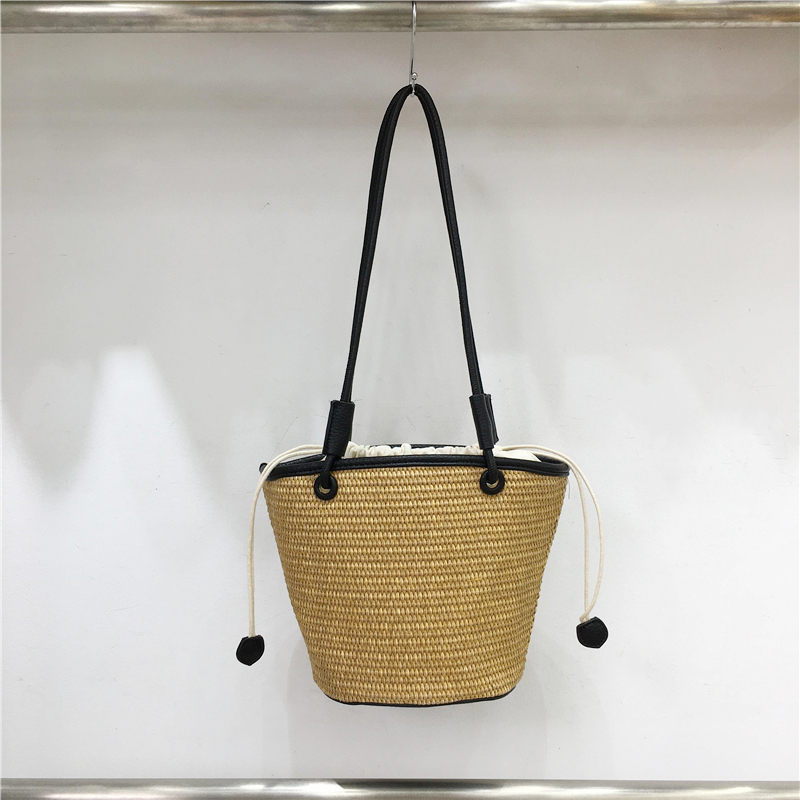 Straw Woven Vegetable Basket Tote Bag - Summer Beach Vacation Underarm Bucket Bag for Trendy Style