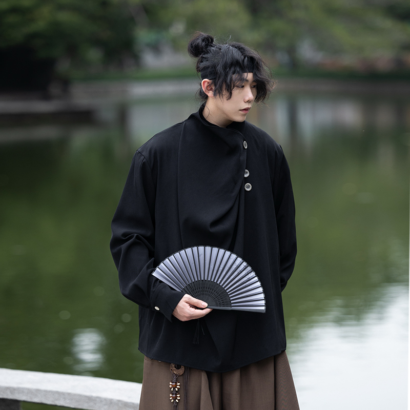 Summer Irregular Yohji Shirt for Men and Women, Niche Yamamoto Design, Chinese Style, Unique Fashion Top
