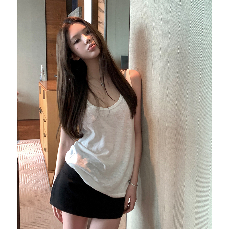Summer Joy Women's Sleeveless Loose White Top - Versatile Summer Layering Shirt for Effortless Style