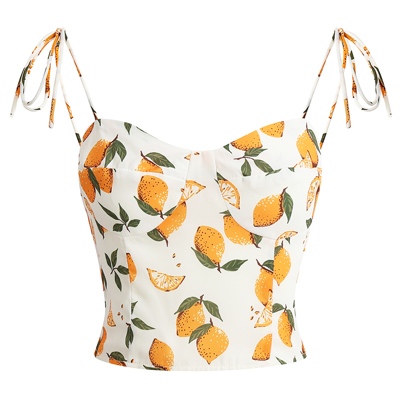 Summer Lemon Print Cami Vest - Sexy Vacation Style, French Pure Desire, Versatile Inner & Outer Wear