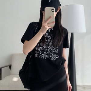 Summer Urban Island Sun Grapefruit Printed T-Shirt - Korean Style Round Neck Short Sleeve Slim Fit Top for Cool Comfort