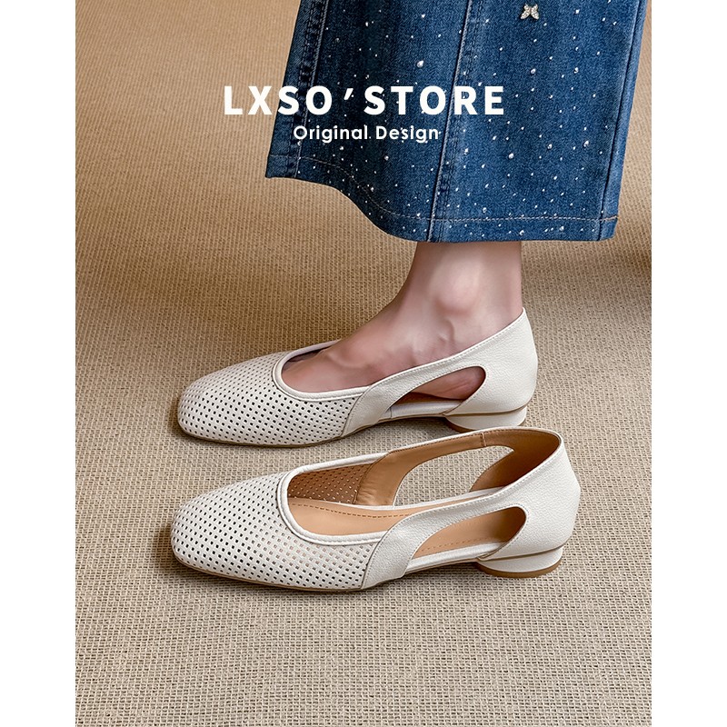 Super Soft Lambskin French Style Women's Square Toe Hollowed-Out Mary Jane Sandals - Retro Breathable Shallow Mouth Shoes