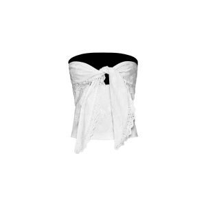 Sweet and Spicy Color-Blocking Embroidered Cotton Crop Top for Tipsy Moments - Trendy Y2K Style Women's Fashion Top