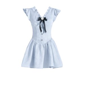 Sweet Little Sleeve Dress in Dopamine Blue | Princess-Inspired Birthday Dress | Y2K Style