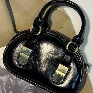 Textured Niche Bowling Bag for Women - 2025 Fashion, Simple Design, Small Round Shoulder Crossbody Handbag
