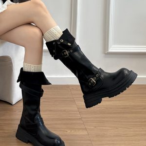 Thick-Soled Cowhide Leather Long Riding Boots for Women - Retro High-Tube Autumn Winter Style 2024