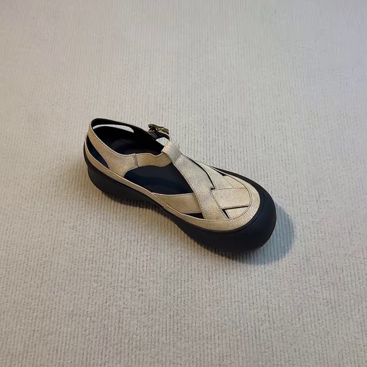 Thick-Soled Sheepskin Open-Toe Sandals for Women - Summer Casual Roman Flats, Versatile Sports Footwear