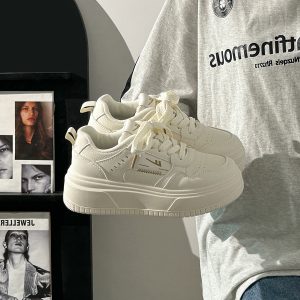 Thick-Soled White Mesh Shoes for Women - Summer 2025 New Style, Breathable, Height-Increasing, Versatile Big Toe Design