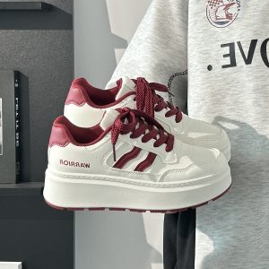 Thick-Soled White Sneakers for Women, 2025 Summer Minimalist Design, Trendy Big-Toe Breathable Shoes