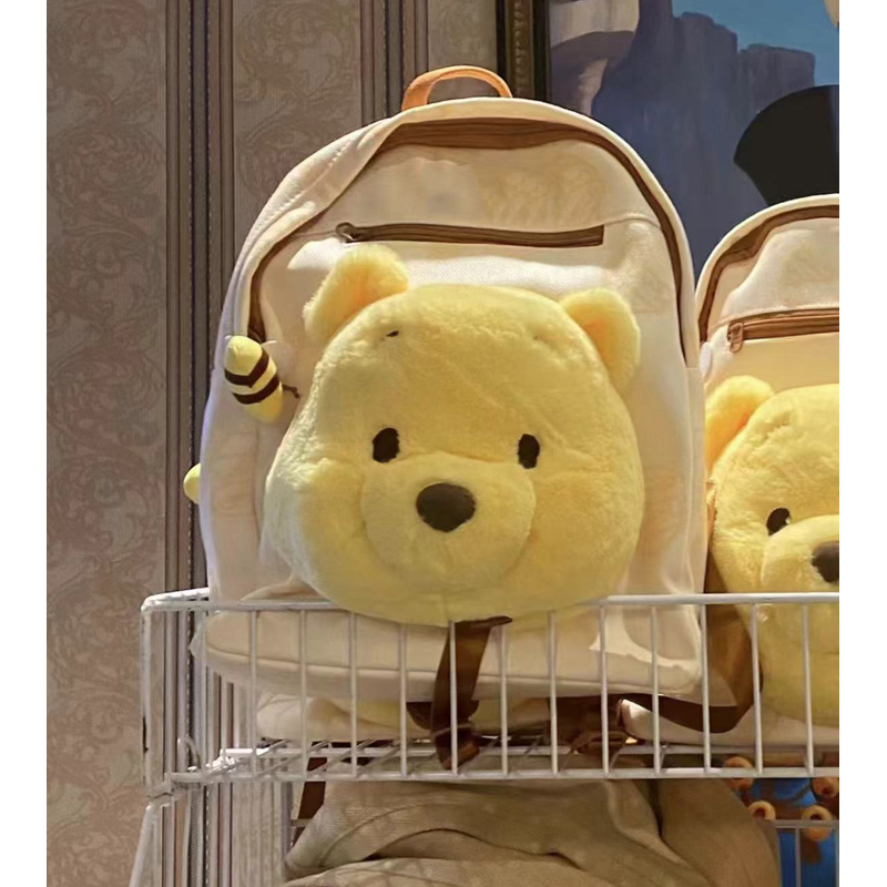 Trendy Cartoon Winnie the Pooh Plush Backpack - Large Capacity Shoulder Bag for School, Autumn and Winter Fashion