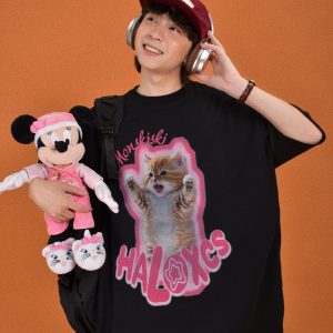 Trendy Cute Cat Print Oversized Short Sleeve T-Shirt for Summer Casual Wear - Perfect for Couples and Y2K Style