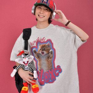 Trendy Cute Cat Print Oversized Short Sleeve T-Shirt for Summer Casual Wear - Perfect for Couples and Y2K Style