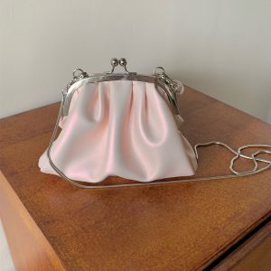Trendy Girls' Pleated Clip Bag - Niche High-End Chain Handheld & Crossbody Bag - Fashionable Small Bag for 2023