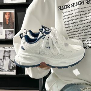 Unisex Versatile Mesh Breathable Dad Shoes - Soft Sole White Sneakers for Summer 2025 Sports Style