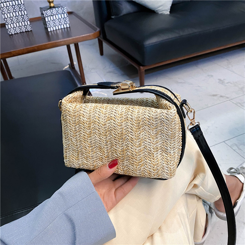 Versatile Straw Woven Small Square Bag for Women - Casual Handheld, Shoulder & Crossbody Style for Summer 2025