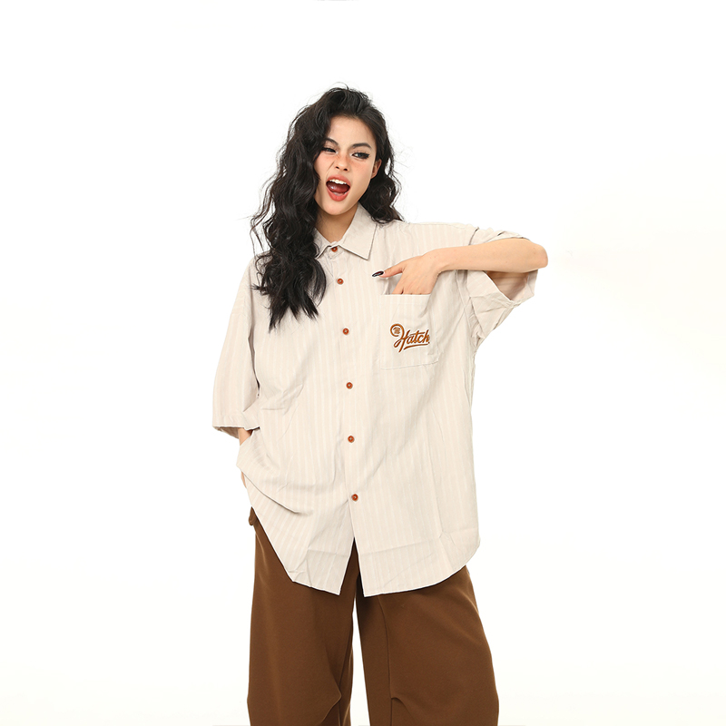 Vintage American Work Short Sleeve Shirt for Men and Women - Versatile Loose Fit Summer Casual Shirt
