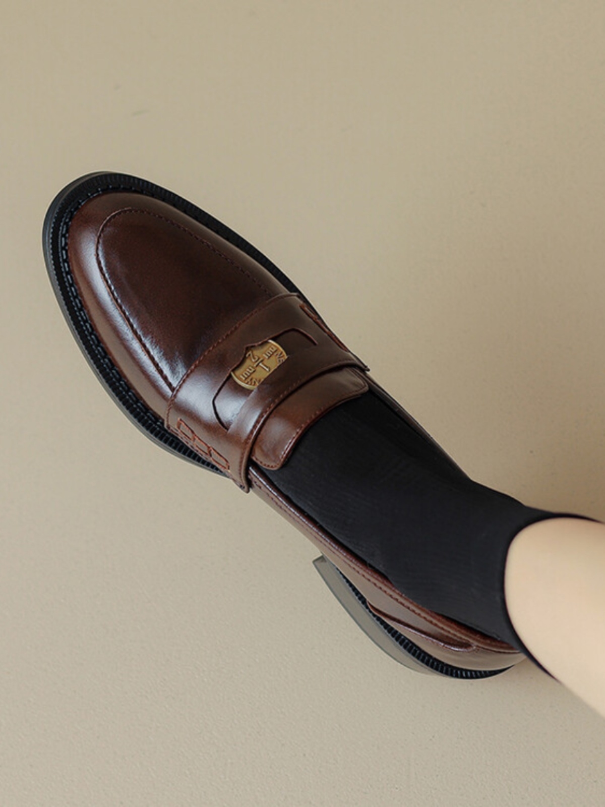 Vintage Brown Distressed Genuine Leather Slip-On Shoes for Women - Italian Style Corso Venezia Inspired Footwear