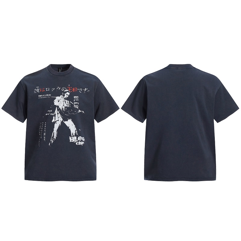 Vintage Distressed Short-Sleeve T-Shirt for Men & Women - Casual Hip-Hop Street Style Tee, Retro American Aesthetic