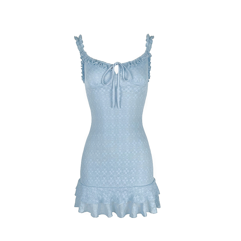 Vintage French Style Square Neck Sleeveless Slim Fit Stretch Lace Dress - Elegant 90s-Inspired Fashion