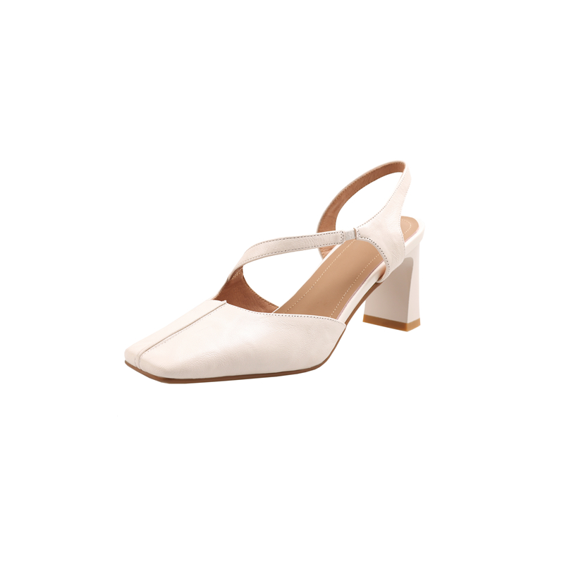 Vintage Genuine Leather Chunky Heeled Open-Toe Sandals for Women - Fashionable Backless High Heels, Versatile Italian Style