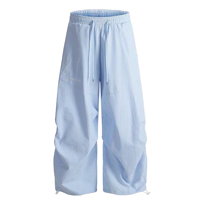 Vintage-Inspired Loose Pleated Jazz Dance Striped Wide-Leg Trousers for Women - Casual Sports Pants in American Style