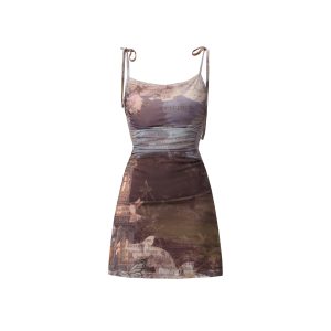 Vintage Manor Printed Sling Dress - Falling Dream Style, Boho Vacation Dress, Lightweight Summer Fashion, 90s Inspired