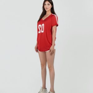 Vintage Style V-Neck Loose T-Shirt for Women – Retro 90s Casual Top