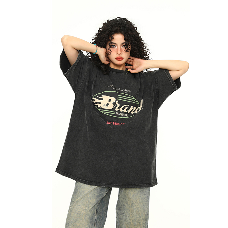 Vintage Wash Distressed Short Sleeve T-Shirt for Men and Women - Trendy 90s American Style Tee