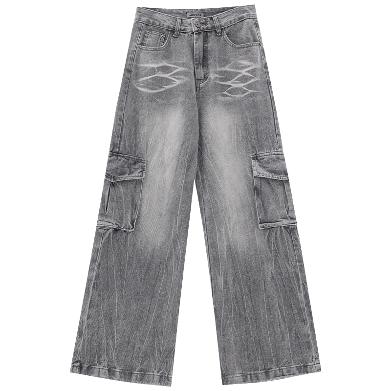 Vintage Washed Flared Denim Pants for Women - American Style Streetwear, Spring/Summer Fashion, 90s Inspired Workwear