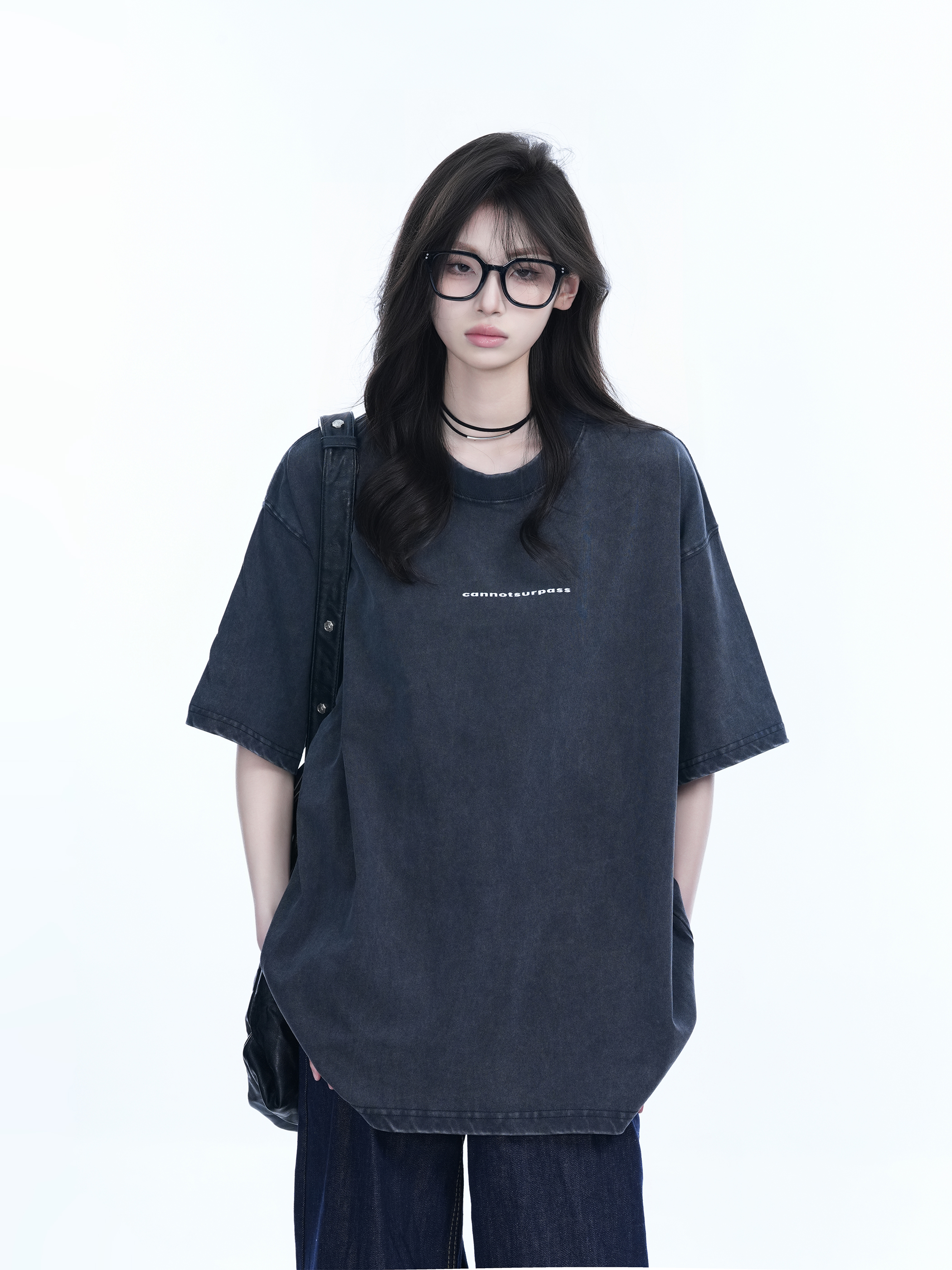 Washed Distressed Short Sleeve T-Shirt for Women - American Street Style with Unique Loose Round Neck