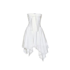 White Feather Dance Strapless Irregular Dress - Minimalist High-End Feel, Elegant Design, Perfect for Special Occasions, 90s Inspired